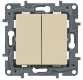  - Legrand Etika Крем Выключатель 2-х клавишный, 10А, винт. клем. 672302