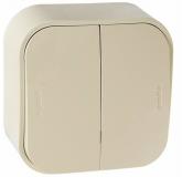  - Legrand Quteo Беж Переключатель 2-клавишный 10А (782236)