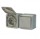  - Legrand Quteo Сер Блок Выключатель 1-кл+роз с/з с шт IP44 (782348)