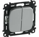  - Legrand Valena ALLURE DIY Алюминий выключатель 2-х клавишный 10А 250В (752905)