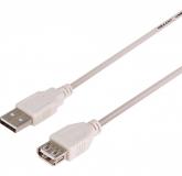  - Кабель шт. USB-A – гн. USB-A, 2,4А, 3м, ПВХ, серый REXANT (18-1166)